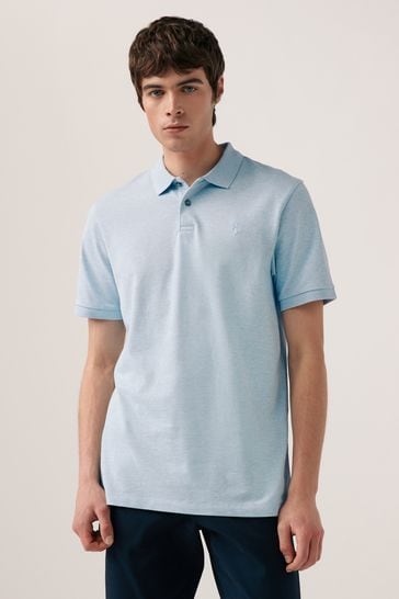 Light Blue Marl Slim Fit Pique Polo Shirt