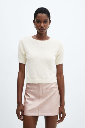 Buy Mango Faux Fur Knit Nude Sweater from the Laura Ashley online shop