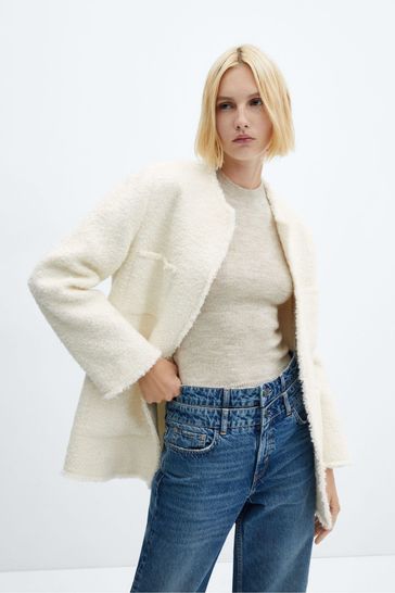Buy Mango Cream Smart Tweed Jacket from the Next UK online shop