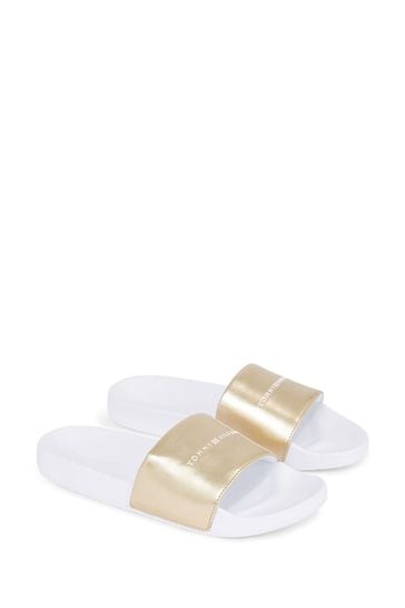 Tommy hilfiger sliders sale white