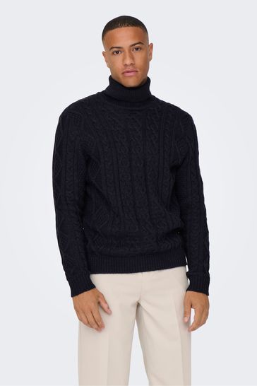 Buy Only Sons Blue Cable Knit Cosy Jumper from Next Bahrain