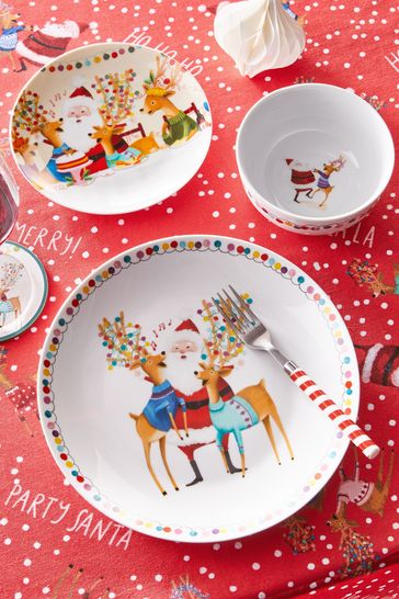 12 Piece Christmas Santa and Friends Dinner Set
