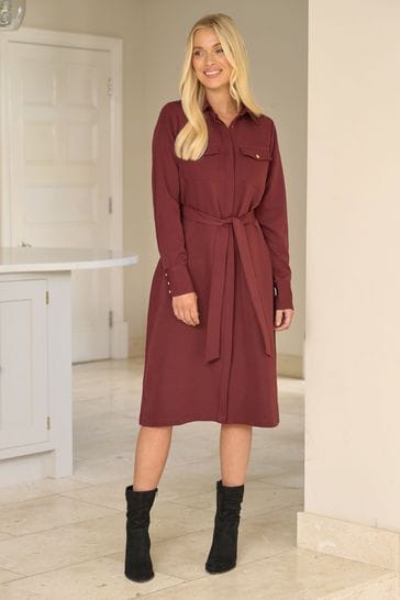Burgundy shirt dress online