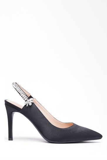Buy Nine West Womens Mabrah Black Slingback Heeled Satin Pumps