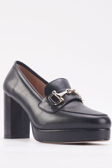 Nine West Womens 'Tante' Black Block Heel Loafers with Chain Detail