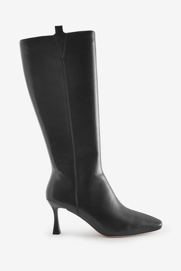 Womens black leather knee high boots uk hotsell
