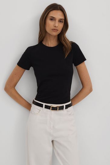 Buy Good American Good American Cropped Cotton Crew Neck T Shirt from Next Bahrain