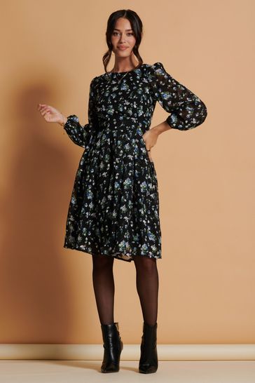 Long sleeve 2025 chiffon midi dress