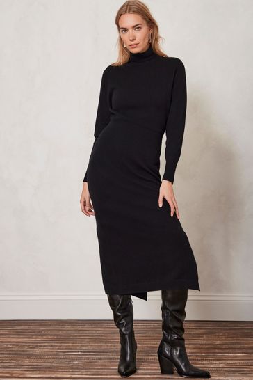 Buy Mint Velvet Black Wool Blend Midi Dress from Next Luxembourg
