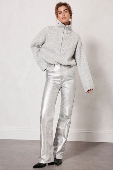 Mint velvet grey best sale zip front long jumper