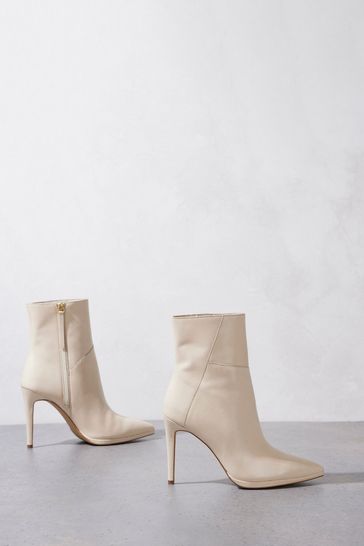Buy Mint Velvet Cream Leather Ankle Boots from Next Luxembourg