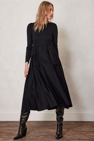Buy Mint Velvet Black Cargo Jersey Midi Dress from Next Singapore