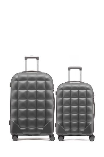 Flight Knight Medium Check In Small Carry On Bubble Hardcase Travel Black Luggage Set of 2