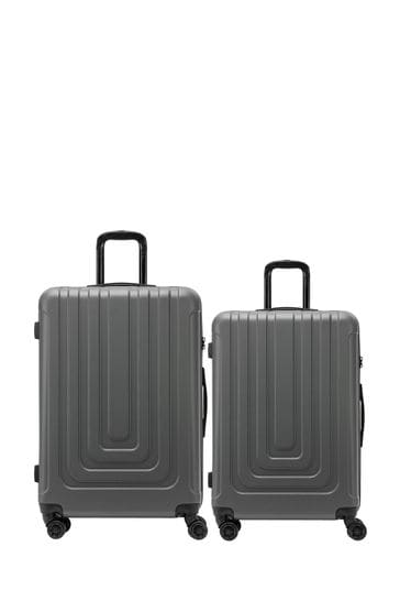 Flight Knight Medium Check-In & Small Carry-On Bubble Hardcase Brown Travel Suitcase Set of 2