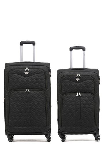 Flight Knight Medium Check-In & Small Carry-On Soft Case Travel Blue Suitcases Set Of 2