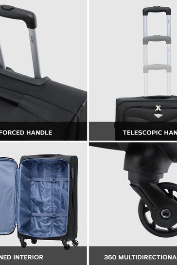 Buy Flight Knight Medium Large Check In Hold Luggage Soft Case Travel Black Suitcases Set Of 2 from the Laura Ashley online shop