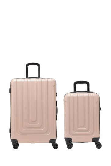 Flight Knight Medium & Large Check-In Hold Luggage Hardcase Travel Pink Suitcases Set Of 2