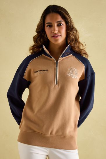 Buy Joules Official Burghley Tan Navy Quarter Zip Sweatshirt from Next Netherlands