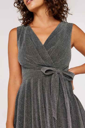Buy Apricot Silver Pleat V Neck Skater Dress from Next Malaysia