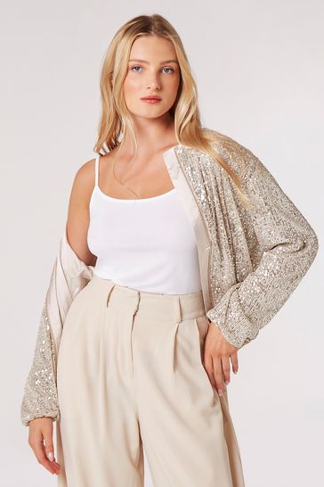 Silver sequin jacket plus size hotsell