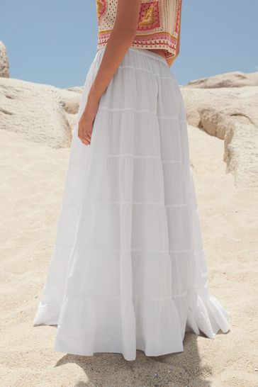 Buy White Tiered Maxi Skirt from Next Germany 