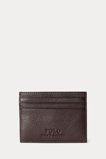 Polo Ralph Lauren Pebbled Leather Brown Card Holder
