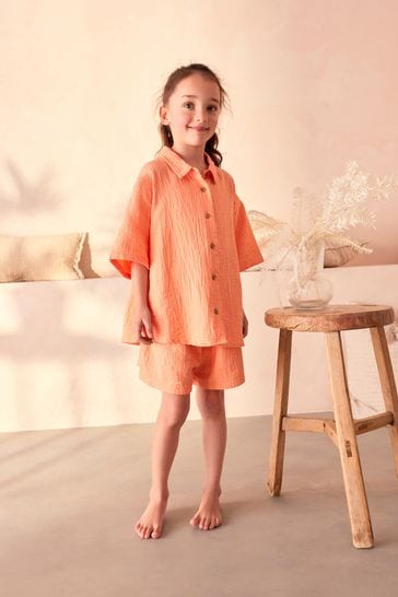 Orange Button Through Short Pyjamas (6-16yrs)