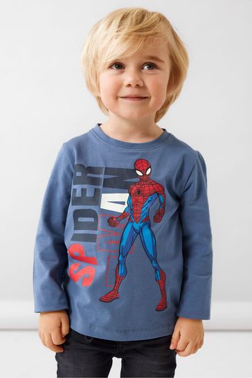 Buy Name It Blue Spiderman Long Sleeve Printed T Shirt from Next