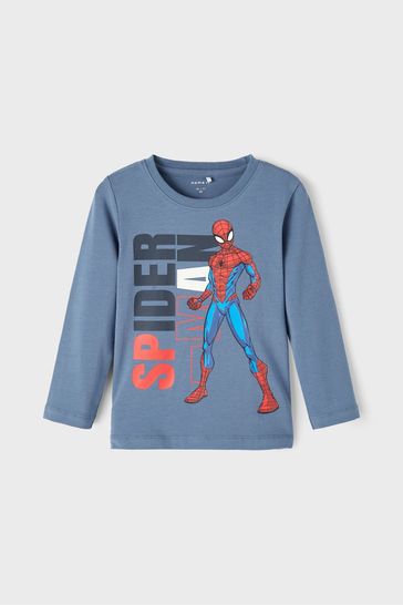 Name It Blue Spiderman Long Sleeve Printed T Shirt