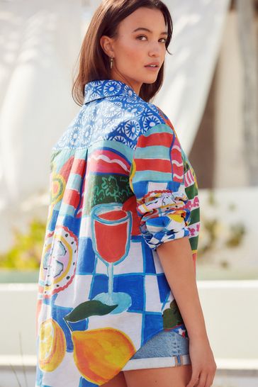 Buy Italian Summer Print Long Sleeve 100 Linen Shirt from Next Croatia