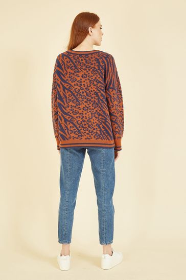 Orange leopard online print jumper