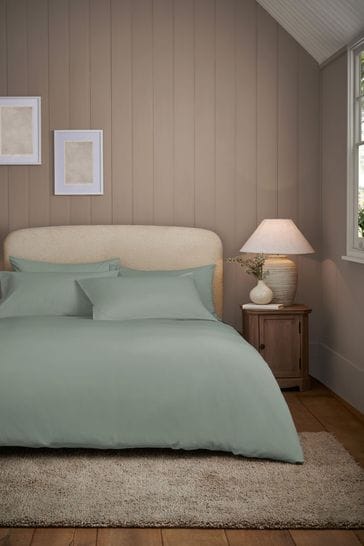 Sage Green 100% Cotton Supersoft Brushed Plain Duvet Cover And Pillowcase Set