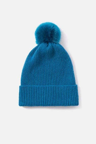 Buy Jigsaw Blue Faux Fur Pom Hat from Next Ireland