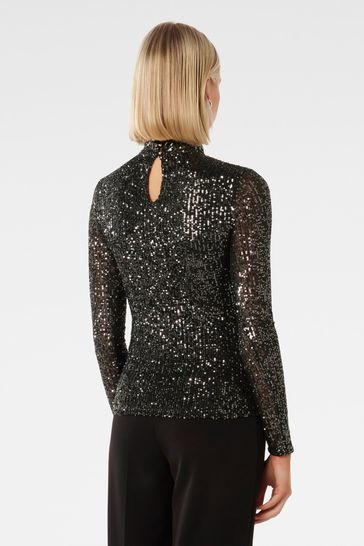 Buy Forever New Silver Anthea High Neck Sequin Top from Next
