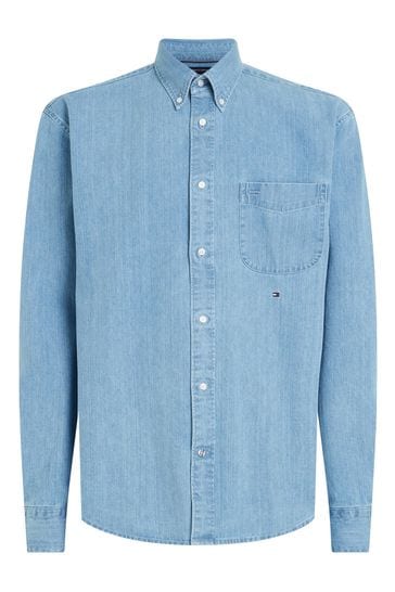Buy Tommy Hilfiger Blue Soft Denim Shirt from Next Luxembourg