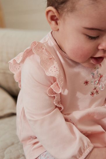 Buy Pink Floral Baby Long Sleeve Top And Leggings Set from Next Egypt