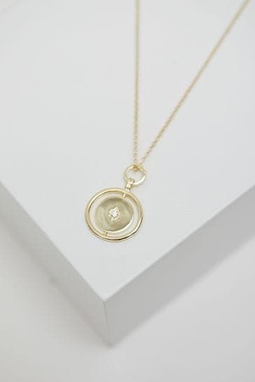 Simply Silver Gold Plated Sterling Silver 925 Star Coin Pendant Necklace