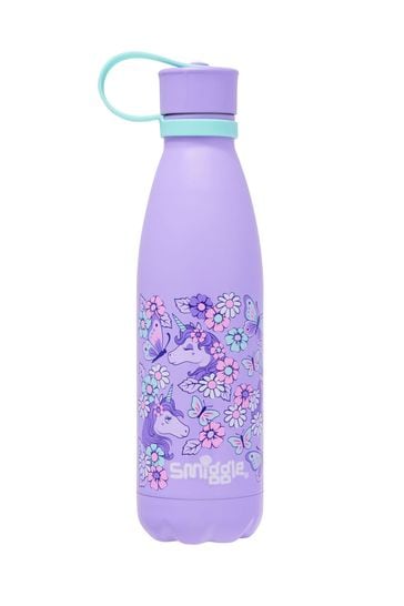 Smiggle Purple Hi There Wonder Insulated Steel Drink Bottle with Strap 500Ml