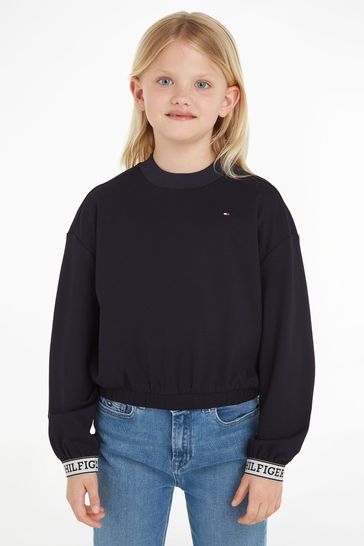 Tommy hilfiger tape sweatshirt navy sales