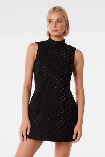 Forever New Black Sophie Embellished Mini Dress