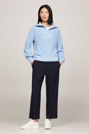 Buy Tommy Hilfiger Blue Half Zip Knit Sweater from Next Taiwan