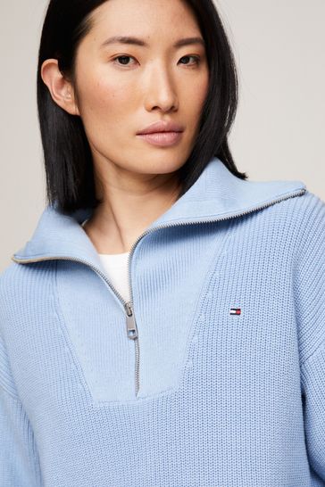 Buy Tommy Hilfiger Blue Half Zip Knit Sweater from Next Taiwan