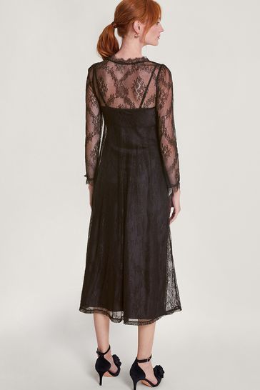 Monsoon black lace dress clearance