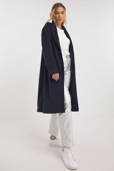 Simply Be Blue Faux Wool Relaxed Blazer Coat