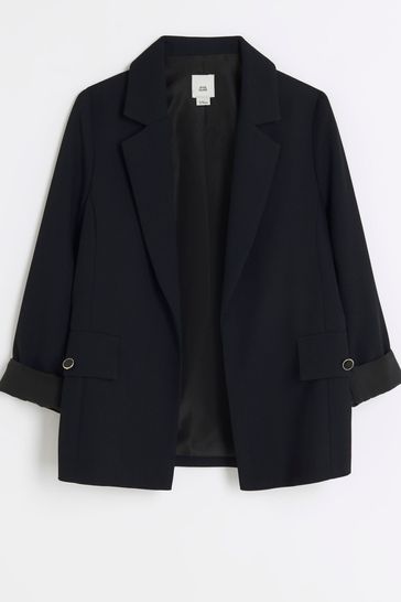 River Island Black Girls Rolled Sleeve Blazer