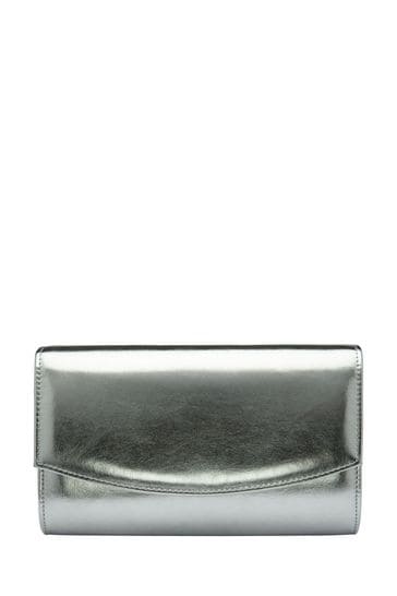 Silver patent hotsell clutch bag