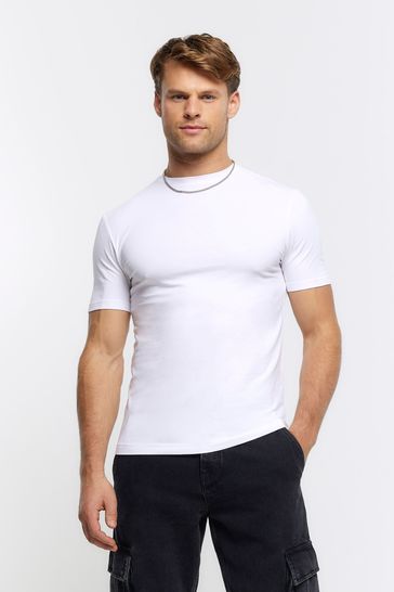 River Island Off white Muscle Fit T-Shirt