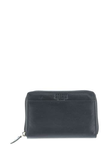 Medium Seabrook Leather Black Purse