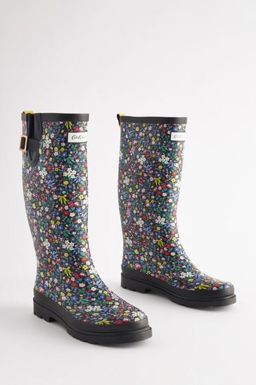 Cath Kidston Black Ditsy Floral Tall Wellies
