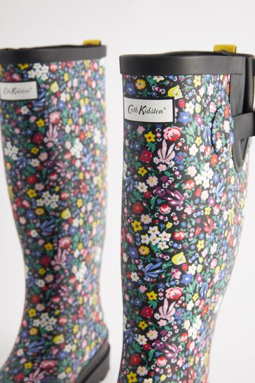 Cath Kidston Black Ditsy Floral Tall Wellies
